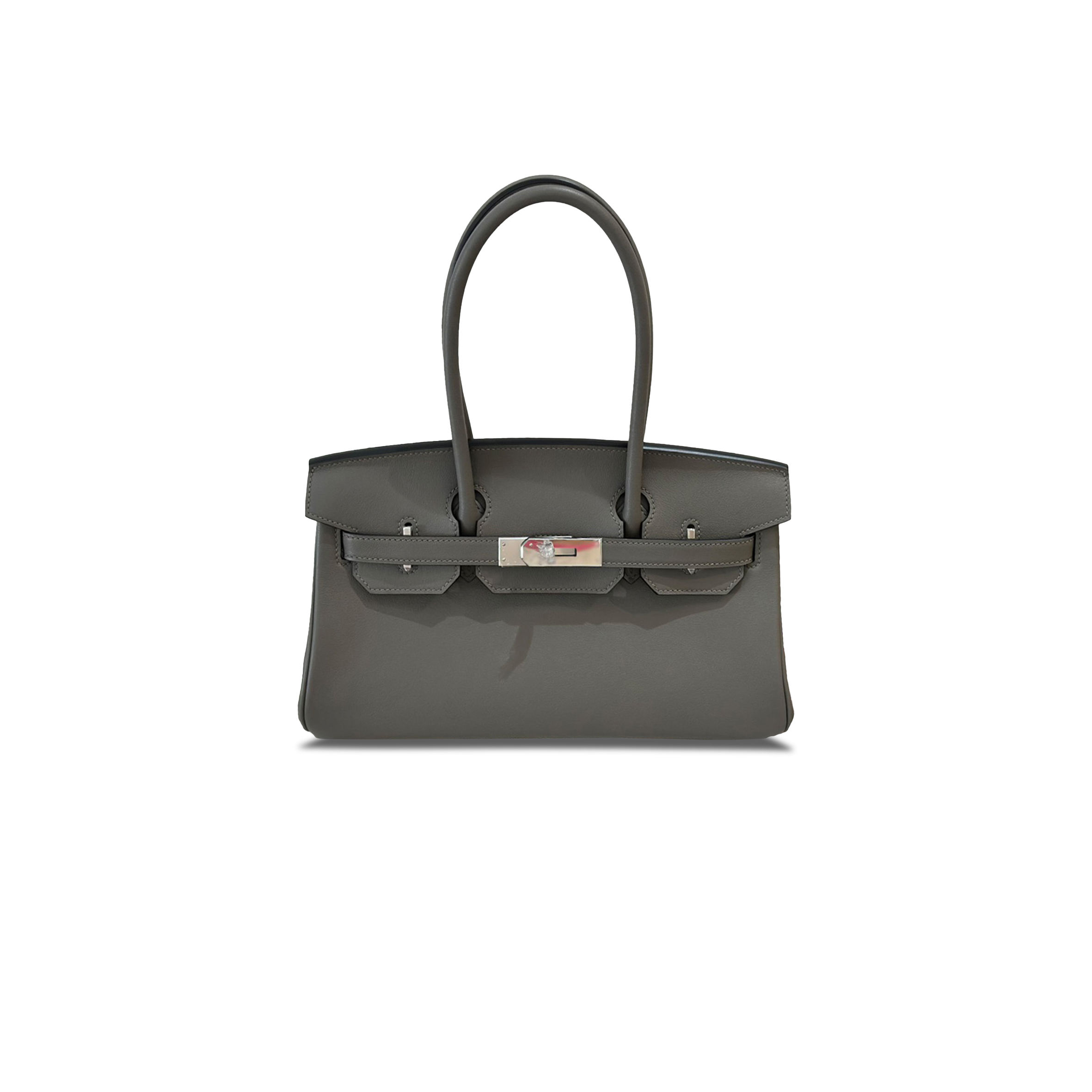 HERMES BIRKIN MINI 29 LEATHER SHOULDER BIRKIN SILVER BUCKLE GRAY BAG 4341856341 (29*19*16cm)